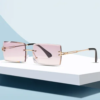 2020 naujas aikštėje frameless cut-krašto akiniai nuo saulės Europos ir Amerikos mados akiniai nuo saulės moterų progressive spalvų akiniai nuo saulės