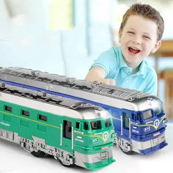 1:87 Imituojamas Lydinio Traukinio Lokomotyvo Modelis, Traukti Atgal, Transporto Priemonės Žaislas Garso Žibintai