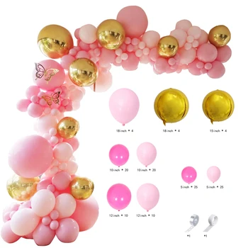 122pcs /set Pastelinės Rožinės Macaroon Balionų Girliandą Arch Rinkinys, Jubiliejų, Gimtadienio Dekoracijas Ballon Suaugusiųjų Baby Shower Mergina