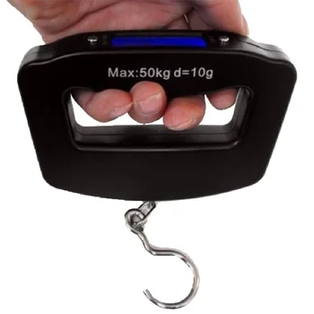 1pc Mini Skaitmeninis Rankiniai 50Kg*10g Žuvų Kablio Kabinti Masto Elektroninių Koeficientas Bagažo Masto Blue LED Apšvietimu Ekranas