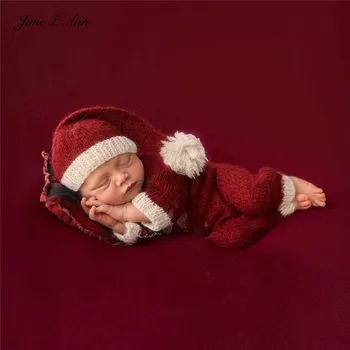 2020 m. Nauja Baby Nuotrauka Kalėdų Tema, komplektai, rankų darbo megzti skrybėlę+romper kalėdų dovana studija fotografavimo priedai