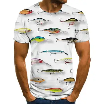 2020 naują atsitiktinis 3D atspausdintas vyrų T-shirt žuvų elementas 3D atspausdintas vyriški T-shirt žvejybos vyriški T-shirt mažos žuvys
