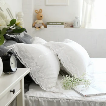 2vnt Europoje Prabangių pynimas užvalkalas baltos spalvos rankų darbo raukšlių elegantiškas pagalvės užvalkalą gėlių pagalvę viršelio dizainas saldus princesė HM-02P