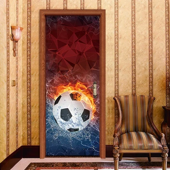 3D Efektas Spalvinga Futbolo Vandeniui Nuimamas Durų Lipdukas Tapetai PVC Plakatas, Lipdukas Gyvenimo Kambario, Miegamasis Namų Dekoro