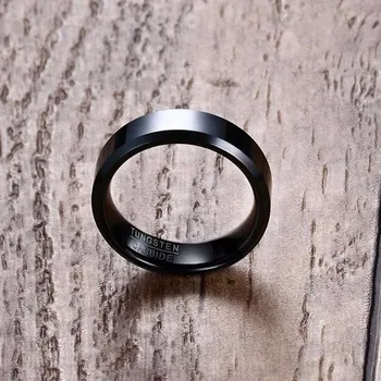 6mm Nupjautas Juodas Volframo Vestuvių Juostoje Vyrų Žiedas