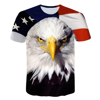American Eagle Spausdinti 3D T-shirt Vyrams JAV Vėliava Trumpas Rankovės Hip-Hop Juokingas Plaukioja Erelis marškinėliai Berniukams Tee Marškinėliai Homme