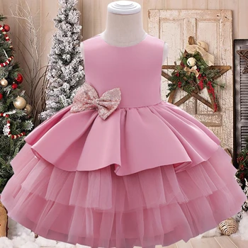 Bamblys Krikštas Kalėdų China Lankas Baby Girl Dress Vaikams 1-ojo Gimtadienio, Vestuvių Suknelė Palace Vakarą Princesė Dress 3M-5T Y