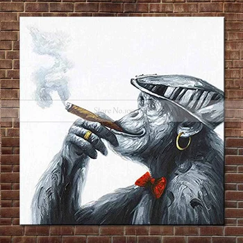 Beždžionė Abstrakčiai aliejaus tapybai,Rūkymas Sienos Menas Drobė, Rankų darbo Aliejaus Tapybai Namų dekoro Kambarį Namo Apdaila