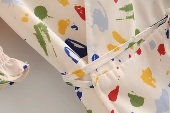 Derliaus Prancūzijoje V kaklo Priekyje Plyšio Spalvoto Spausdinimo Wrap Suknelė Atostogų Moteris Lygiosios Lankas Nėrinių Juosmens Trumpas Rankovės Midi Arbatos Suknelės