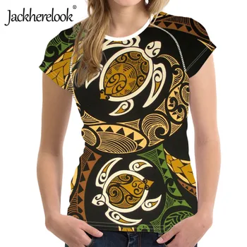 Jackherelook Prekės DesignerTurtle Polinezijos Trabal Havajų Marškinėlius Mergina Harajuku Atsitiktinis Balta Marškinėliai Vasaros Moterų Marškinėliai