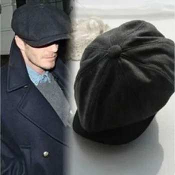 Karšto Pardavimo Juodos Vilnos Skrybėlę Vyras Newsboy Kepurės Kietas Mados Šiltos Žiemos Aštuoniakampis Skrybėlės Vyras Moteris Gatsby Derliaus Butas Kepurės Harajuku