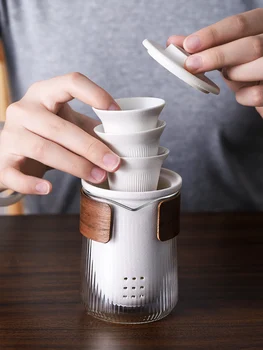 Kelionės Arbatos Rinkinys Keramikos Nešiojamų Teaware Rinkiniai Su Carring Atvejais Arbatinukas su Mažais Stiklo Filtro Gėlių Teawares