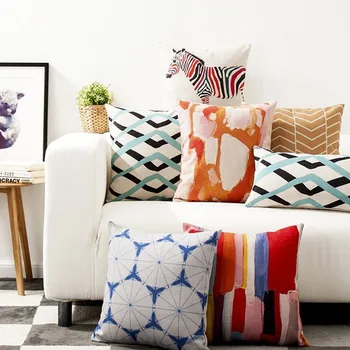 Kūrybos Akvarelė Rausvos spalvos, Geometriniai Juostele pagalvę padengti juosmens mesti Pagalvės, Patalynė Užvalkalas Namų apdailos sofos pagalvėlės