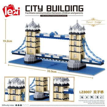 Lezi 8007 Pasaulio Architektūros London Tower Bridge 3D Modelį 