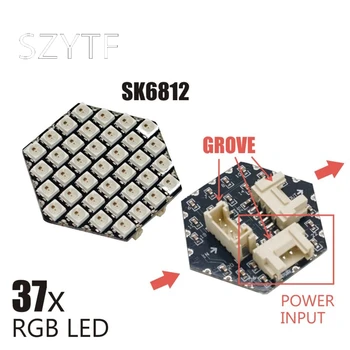 M5Stack naujas SK6812 RGB LED šviesos valdybos HEX šešiakampe mažas plokštė 37 lemputė uosto GROVE