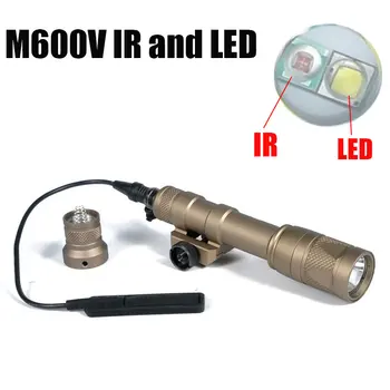 M600V IR Skautų Šviesos diodų (LED Baltos Šviesos Spindulių Išėjimo Slėgio Jungiklis Žibintuvėlis Picatinny Ginklo Taktinis Žibintas Medžioklei