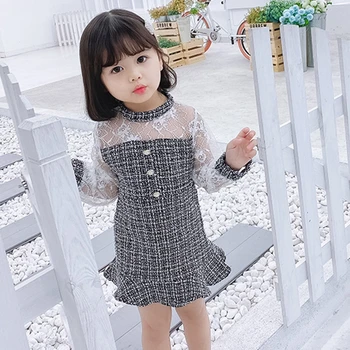 Mados Mergaičių Princesė Suknelė 2-7T Baby Girl Nėrinių Saldžiųjų Suknelės Mažai Aromatingas Stiliaus Suknelė 