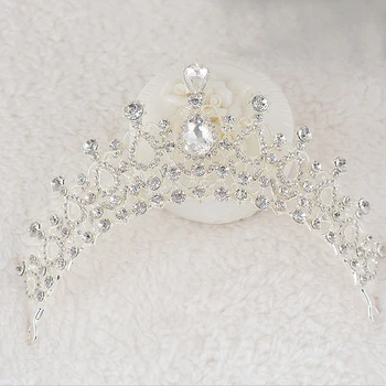 Moterų Kaspinai Kristalų Tiara Hairbands Princess Crown Sidabro Vestuviniai Papuošalai, Galvos Apdangalai, Plaukų Juostos Vestuvių Priedai