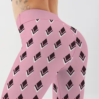 Moterų Quick Dry Sporto Fitneso Antblauzdžiai Rožinė Geometrijos Spausdinti Mielas Jogos Kelnės Slim Pėdkelnės, Kelnės Moterims, Negabaritinių