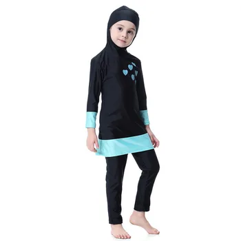 Musulmonų maudymosi kostiumėlį Mergaičių Plaukimo Kostiumas Hijab Drabužiai Viršaus ir Apačios, Dviejų dalių Komplektas Islamo Vaikai Vaikai, maudymosi Kostiumėliai, Maudymosi Burkinis