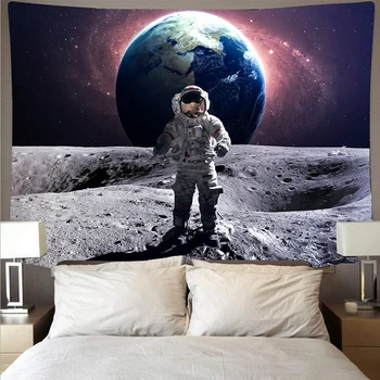 Mėnulis Gobelenas Sienos Kabo Astronautas Visatos Planetos Psichodelinio Sieniniai Gobelenai Audiniai Kilimų Lovos Antklodė Padengti Namų Puošybai