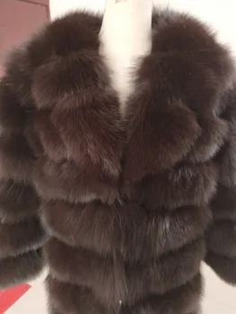 Natūralaus Lapės Kailio Aukštos Kokybės Žieminiai Šiltas Fox Fur Coat Naujas Mados Kostiumą Kailio Apykaklė Kailis