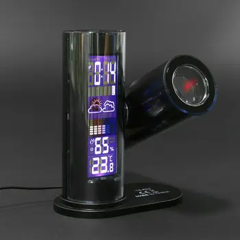 Naujas Spalvingas LED Skaitmeninio formato Žadintuvas Temperatūros Termometras, Drėgmės Drėgmėmačiu Stalas Laiko Projektorius Kalendorius