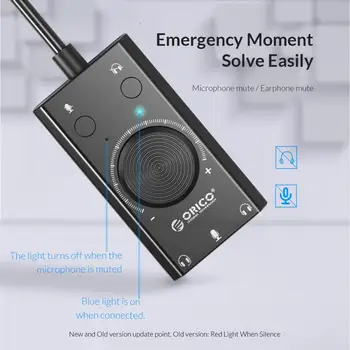 ORICO Nešiojamas USB Garso plokštės Mikrofono, Ausinių 2 in 1 Su 3 Port Išvesties Garsas Reguliuojamas Išoriniais Už 