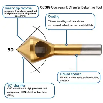 Padengtas Titano Countersink Latakų Įrankis Pašalinimo Gręžimo Siaurėjantys Skylę Cutter Plieno/Aliuminio Įleidžiama Galvute Chamfering Įrankiai