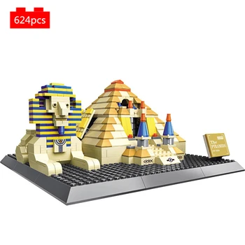 Pasaulio Miestas, Žymus Architektūros Panoramą Egipto Piramidės Statyba Blokai kit Plytų Klasikinis Modelis, Vaikiški Žaislai, dovanos Vaikams