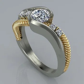 Prabanga Moterų Kristalų Mažas Apvalus Akmuo Žiedas Mados Sidabro Spalvos Aukso Vestuvinis Žiedas Derliaus Moterų Vestuvių Juostoje Žiedai