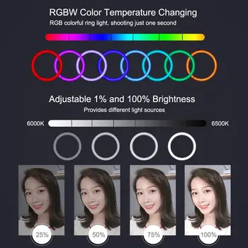 PULUZ 12 colių Pritemdomi RGB LED Selfie Žiedas Žibintai ir 1.1 m Stannd Trikojo &tolimas Nuotraukos ir 