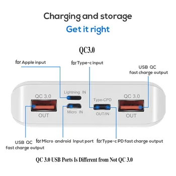 QC 3.0 Greito Įkrovimo USB Powerbank Baterijos Kroviklis Box Skaitmeninis Displėjus, LED Šviesos 8*18650 Baterijos Kroviklis visais Atvejais, kai išmanusis telefonas