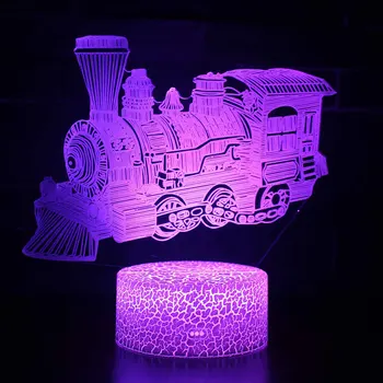 Retro traukinio tema 3D LED Lempos naktį šviesos 7 Spalvų Keitimas Palieskite Nuotaika Lempos Kalėdinių Dropshippping