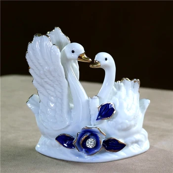 Romantiška Porceliano Pora Gulbių Statulėlės Keramikos Swan Mėgėjams Statula Ornamentu Rankdarbių Valentino Dienos Dovana Vestuvių Dekoras