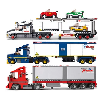 Sluban miesto transporto Konteinerių automobilių šiukšlių mašinos alyvos bako dviaukštis mokyklos autobusas plauti nustato modelį, statyba blokai, plytos vaikas žaislas