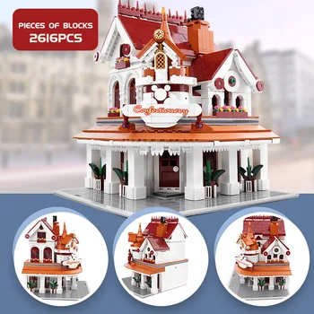 SS Miesto Gatvės Pastato Modelis Europos Restoranas Kampe Namas Kūrybos Blokus, Plytas, Vaikams, Kalėdinės Dovanos