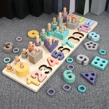 Vaikams mokomieji Žaislai Montessori Ugdymo Mediniai Žaislai, Geometrinės Formos Pažinimo Atitikimo Matematikos Kūdikių Ankstyvojo Vaikų Dovanų
