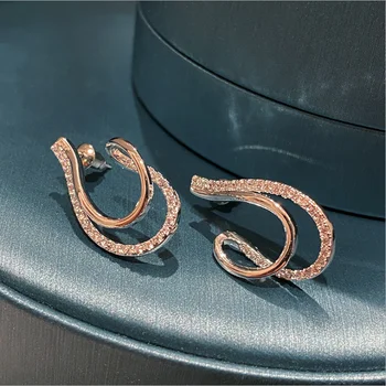Vandens lašas supaprastinti lankas auskarai paprastas ovalo formos ins minimalistinio susuktos juostelės sukasi spiraliniai auskarai
