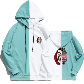 Vasaros Harajuku-ultra plonas visas rungtynes, drabužių, Pinigų Heist hoodie spausdinti Sharingan dviejų spalvų hoodie puloveris palaidinukė