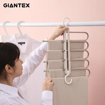 Veidrodėliai multifunkcinis nerūdijančio plieno kabykla S-formos kelnės stalčiuko drabužius stalčiuko multi-layer saugojimo audiniai rūbams