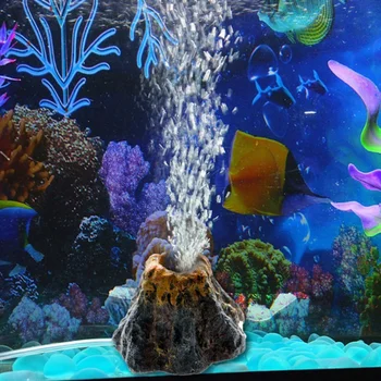 Vulkanas Formos Akvariumo Žuvų Bakas Dekoro deguonies siurblys oro burbulas akmens Oro Siurblys Ratai Žuvų Bakas Žaislas akvariume Ornamentas, Papuošimas MUS