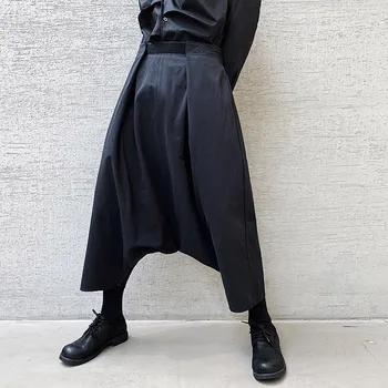Vyrai Japonija Streetwear Stilius Laisvas Atsitiktinis Haremo Kelnės Vyrų Vintage Mada, Punk, Gothic Mažai Tarpkojo Kelnes Etape Drabužiai