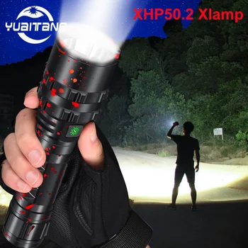 XHP50.2 Labiausiai Galingas LED Žibintuvėlis lempos Medžioklės Fotoblykstės L2 IPX6 Vandeniui Žibintuvėlis Lanterna Naudoti 18650 Baterija 26650