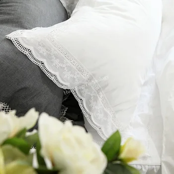 2vnt Europoje Prabangių pynimas užvalkalas baltos spalvos rankų darbo raukšlių elegantiškas pagalvės užvalkalą gėlių pagalvę viršelio dizainas saldus princesė HM-02P