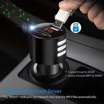 3.4 Bluetooth FM Siųstuvas Automobilinis USB Įkroviklis Belaidžio Radijo Adapterį MP3 Grotuvas, automobilinės laisvų Rankų įrangą Greitai Įkrauti USB Įkroviklis
