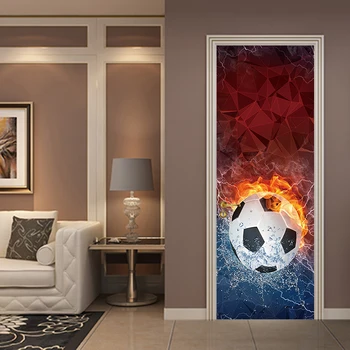 3D Efektas Spalvinga Futbolo Vandeniui Nuimamas Durų Lipdukas Tapetai PVC Plakatas, Lipdukas Gyvenimo Kambario, Miegamasis Namų Dekoro