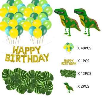 55/63pcs Dinozaurų Tema Šaliai Nustatyti Gimtadienio Laišką Vėliavos Vėžlys Atgal Lapų Dinozaurų Balionas Popieriaus Gėlių Kamuolys Vaikų Gimimo #D0