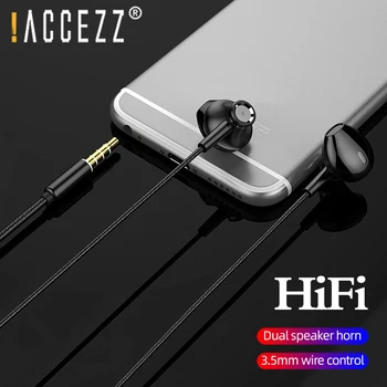 !ACCEZZ Metalo Bass Stereo Surround 3.5 mm Ausinių Laidas Kontrolės In-Ear Sporto Ausinių iPhone Samsung MP3 Ausines Su HD Mic
