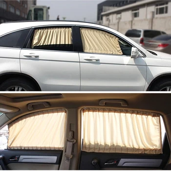 Aliuminio Susitraukiantis Windowshade Užuolaidų Automatinio Automobilių Priekiniai Galiniai Langai - Smėlio spalvos (Paketas 2)